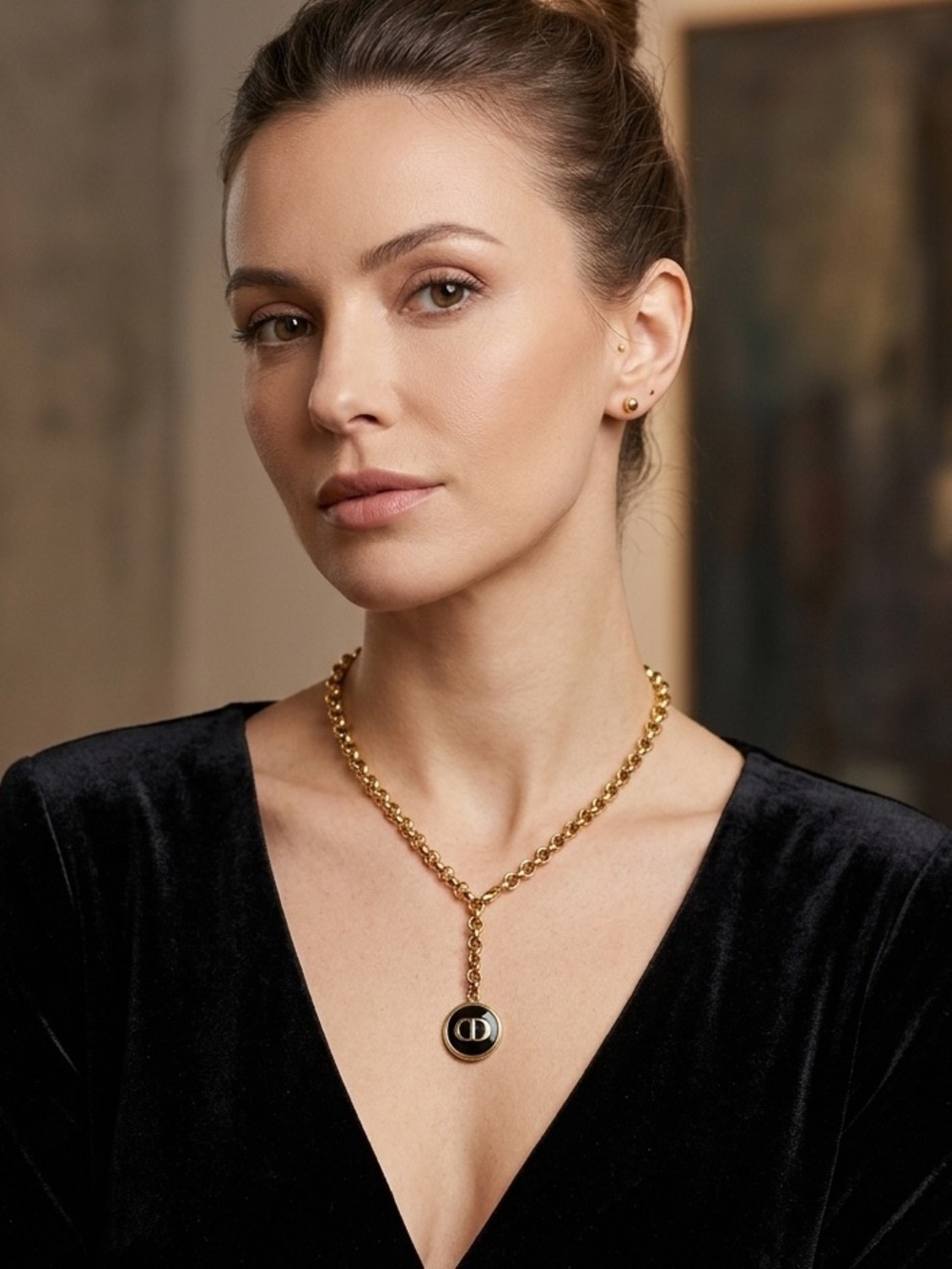 Dior Button Necklace Upcycled